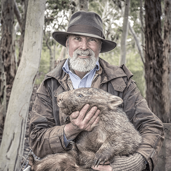 John Creighton holding a Wombat